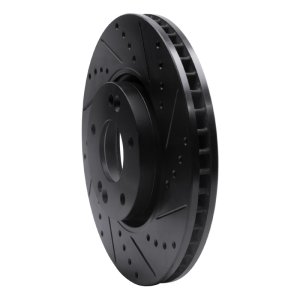 Kia Soul EV Brake Rotor (1) - Front Right - R1 Concepts - Drilled & Slotted - Black - `15-`19